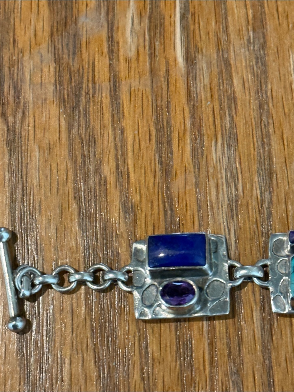 Sterling Silver 825 Multi Gemstone Stone Bracelet Fits 7.5 Peridot Turquoise Etc - Picture 14 of 16